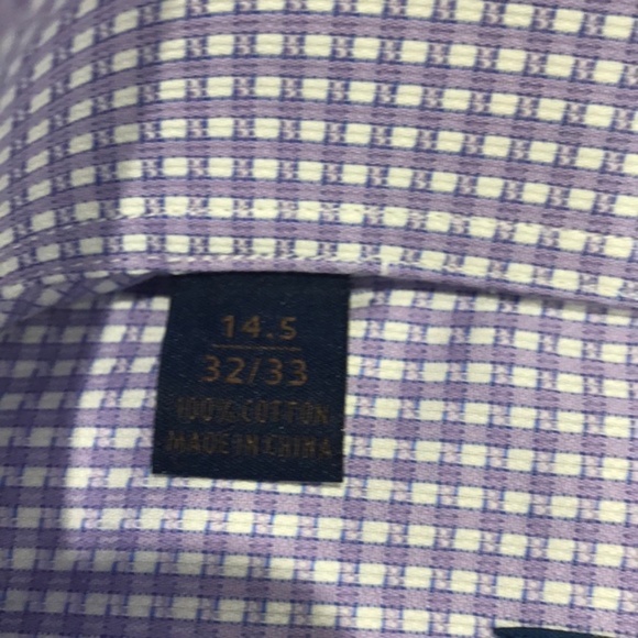 David Donahue Lilac Plaid Dress Shirt - Picture 5 of 8